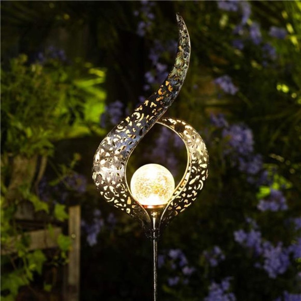 Outdoor Solar Lights Garden Stake Lights, Crackle Glass Globe,Waterproof LED